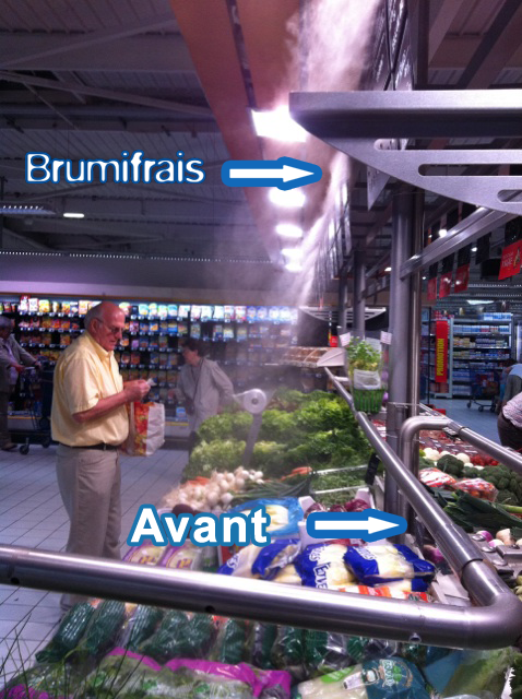 comparaison brumisation et nébulisation au rayon fruit et légume